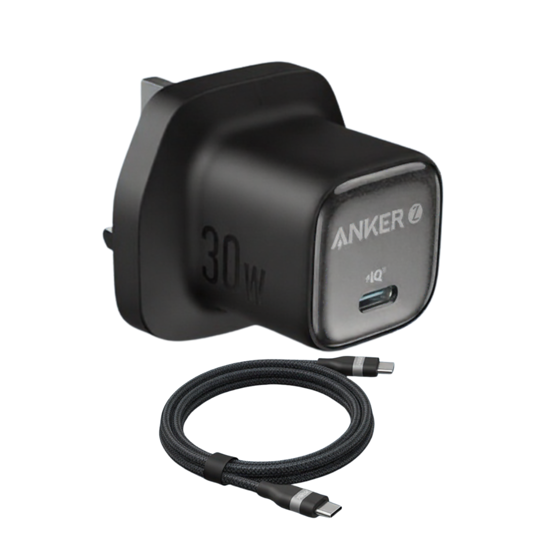 Anker Zolo 30W Compact USB C GaN Charger A2698K11 With USB-C to USB-C Cable A82E2H11